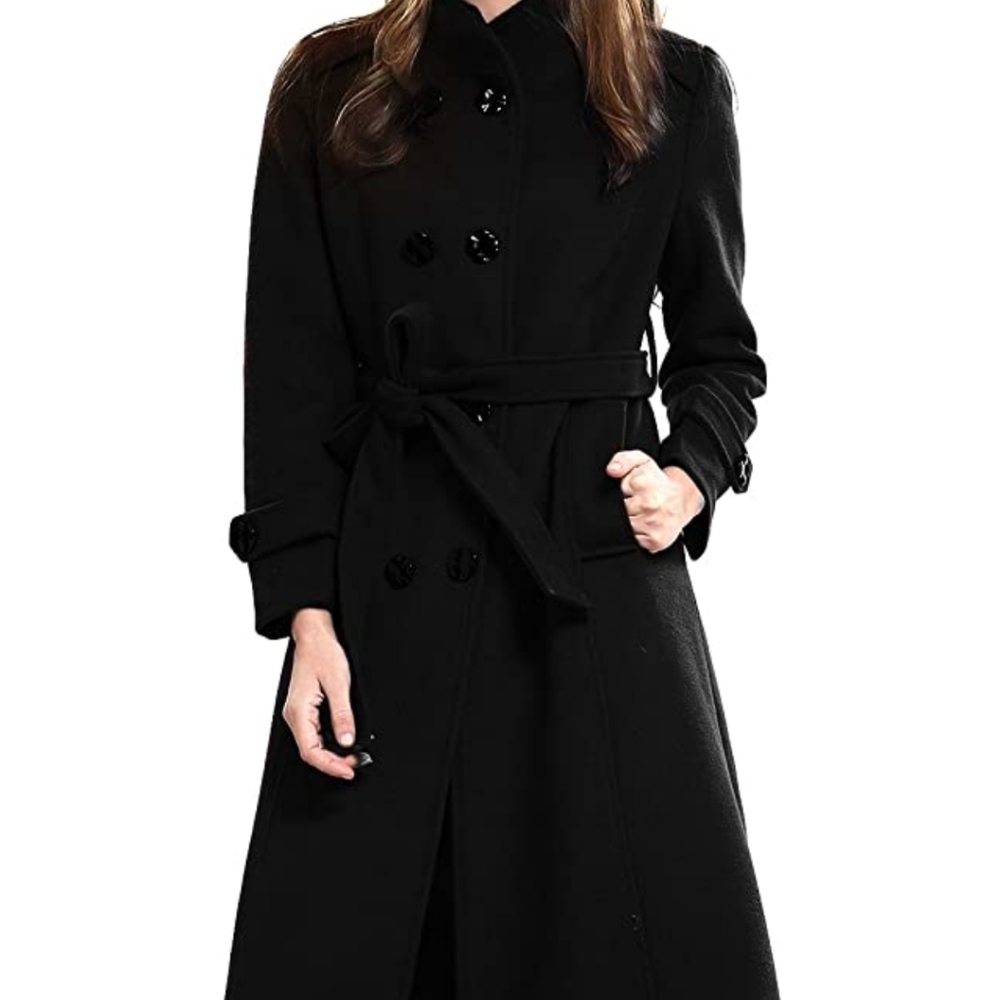 NWOT  Escalier Women's Wool Trench Coat Winter Double-Breasted. Sz. M